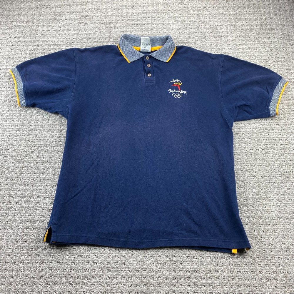 Vintage Sydney 2000 Olympics Polo Shirt Men XL Blue The Millennium Collection